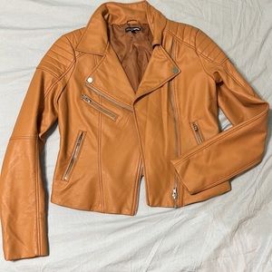 Brown leather fashion nova jacket size small